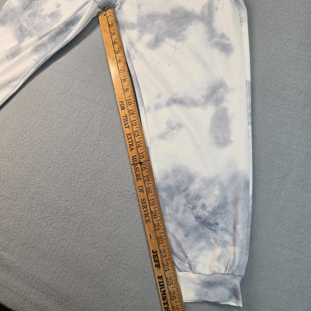 Tie Dye Jogger Pants Size L Blue White Lounge Sweatpants Elastic Waist Pocets - Picture 4 of 10